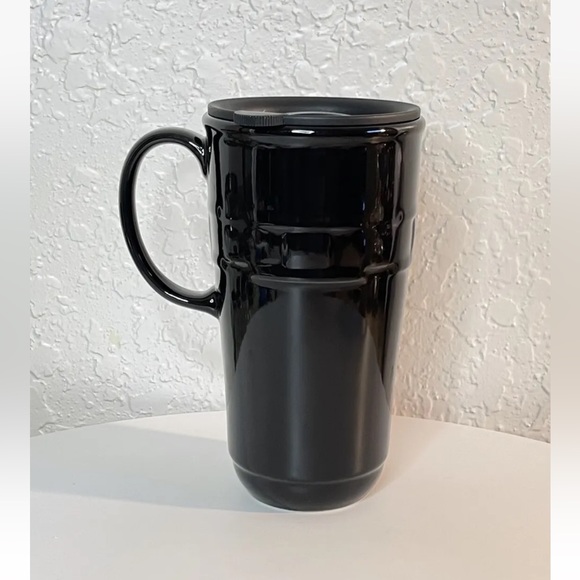 Longaberger Woven Traditions Travel Mug Vitrified Pottery with Lid. - Picture 1 of 7